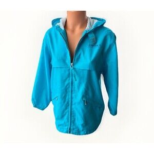 Perry Ellis America Turquoise Yacht Jacket Women’s Size S Hooded Full Zip